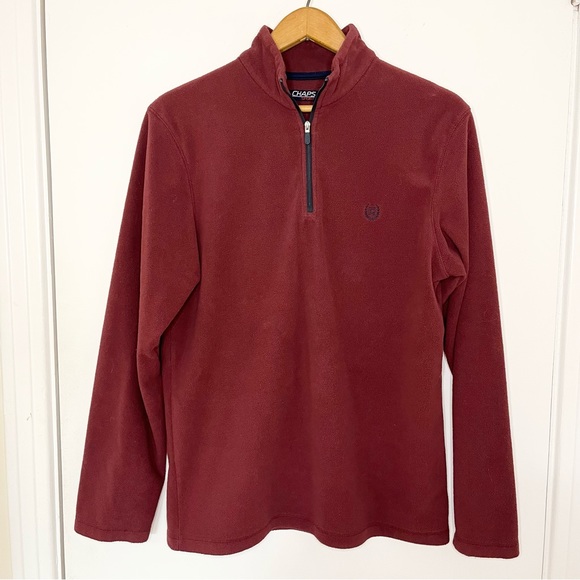 Chaps Red Fleece Half Zip Sweater - Picture 4 of 7